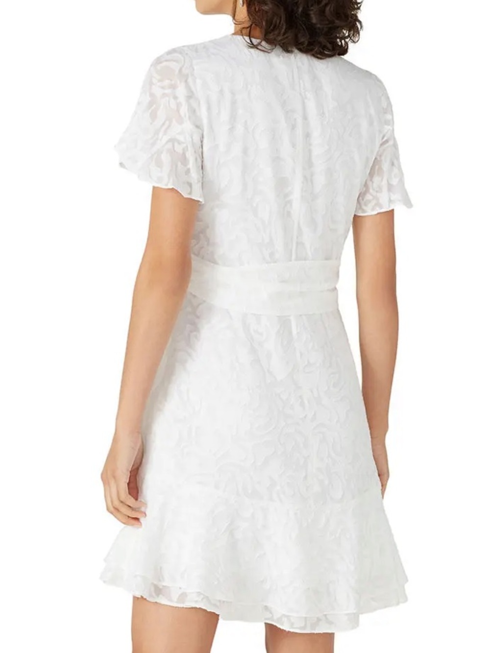 Tanya Taylor Ivory Wrap Dress Size 0 NWOT Ruffle Sleeve Bridal Cocktail Dress - Picture 4 of 14